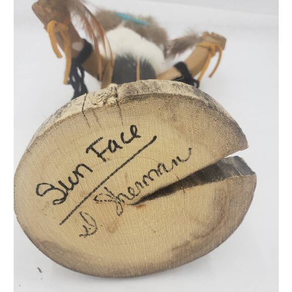 Vintage Kachina Doll Masked Sun Face Signed Sherman Handcrafted 11" Tall - Picture 4 of 11